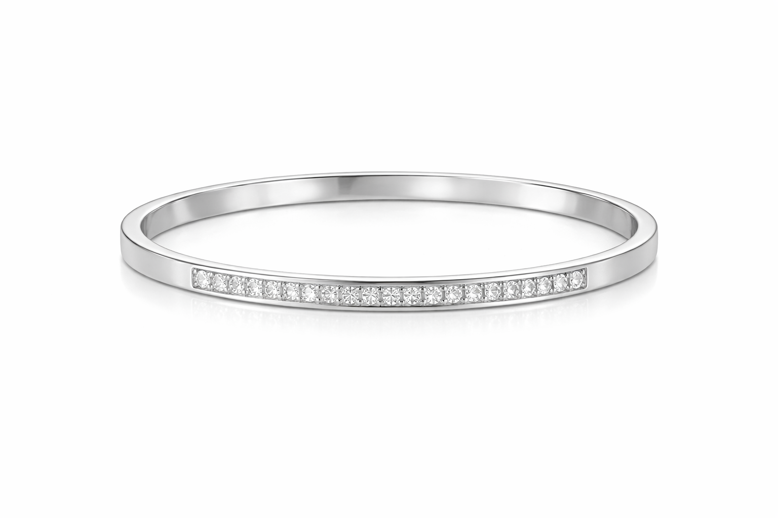 Гривна с камъни циркони от неръждаема стомана в сребърно