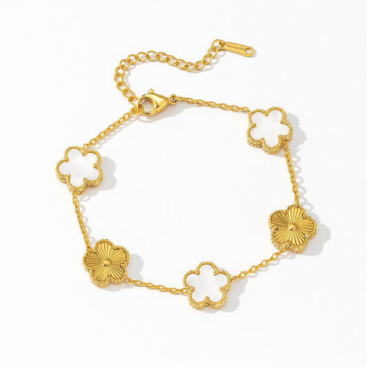 гривна с детелини в златно и бяло от неръждаема стомана