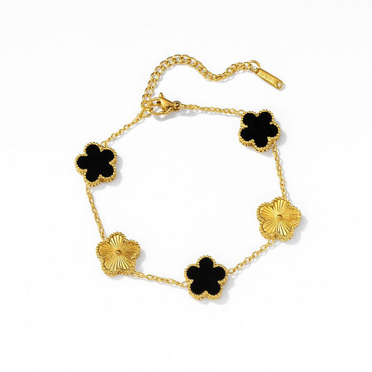 гривна с детелини в златно и черно от неръждаема стомана
