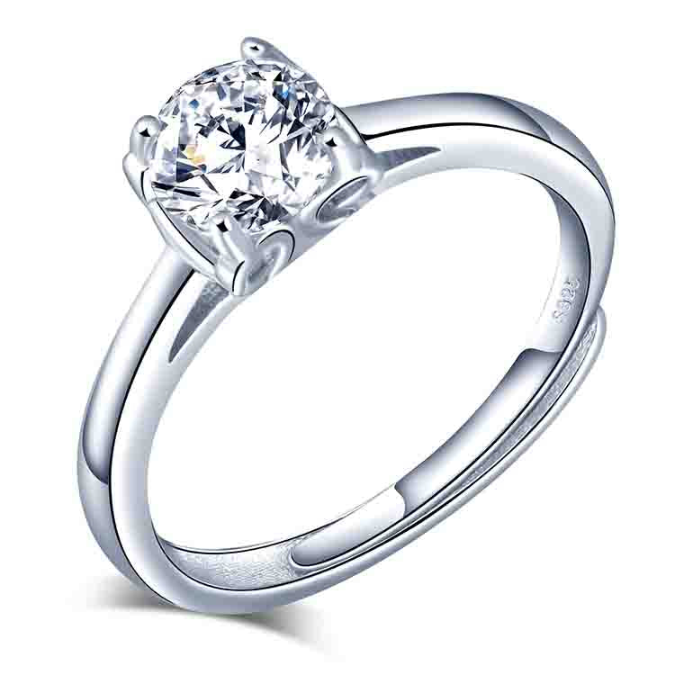 Сребърен пръстен с цирконов камък, регулируем размер