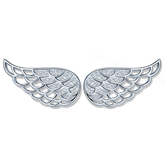 Обеци във формата на ангелски крила , изработени от сребро с проба 925 и камъни(циркони)